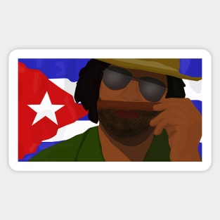 Funny Cuban Smelling Cigar, Cuban Flag on the Background Sticker